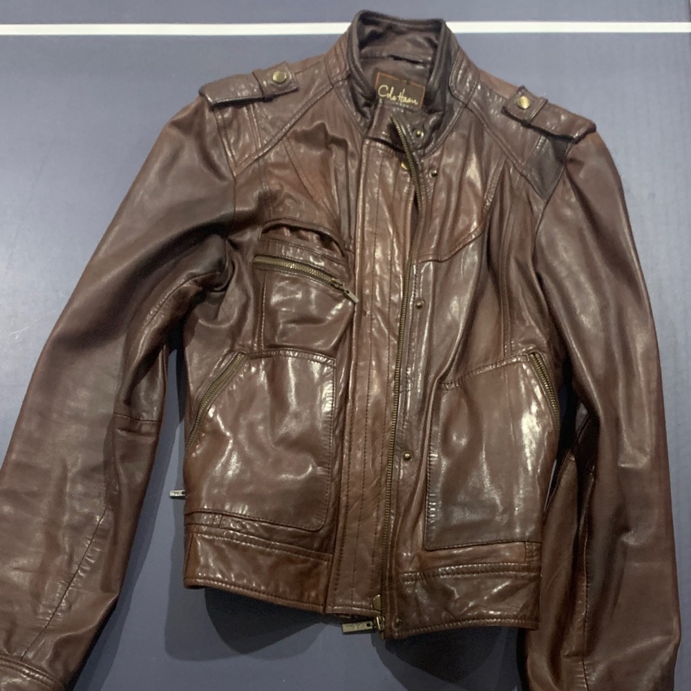 Cole Haan Women’s Dark Brown Lamb Skin Leather Jacket